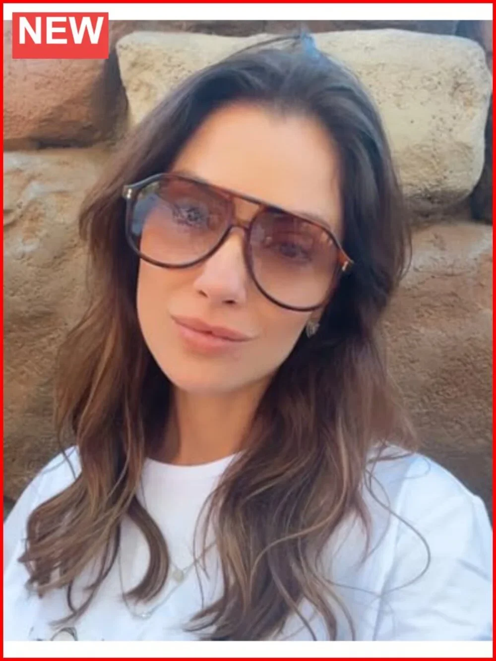 Oversized Square Aviator Sunglasses with Double Bridge UV Protection